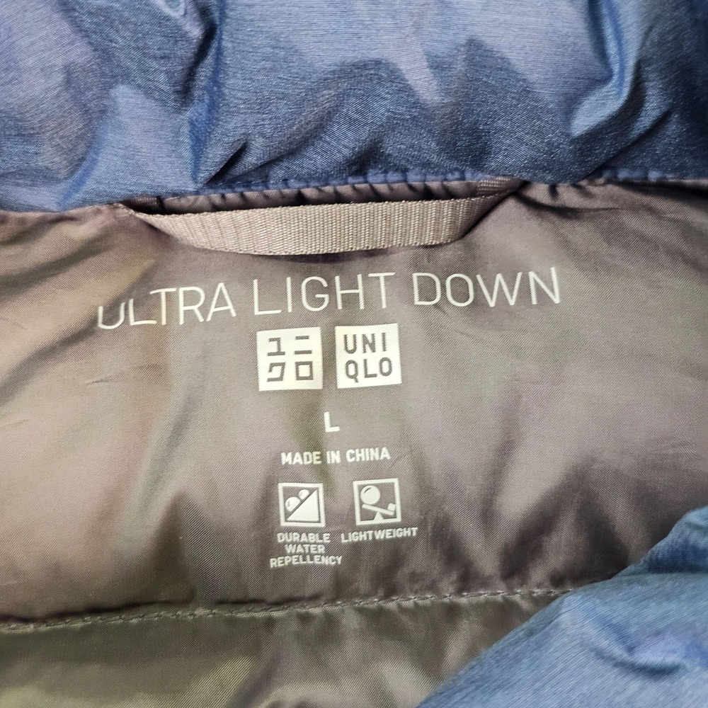 Uniqlo Jacket Mens Large Blue Ultra Light Down Puffer Packable Lightweight - Picture 6 of 12